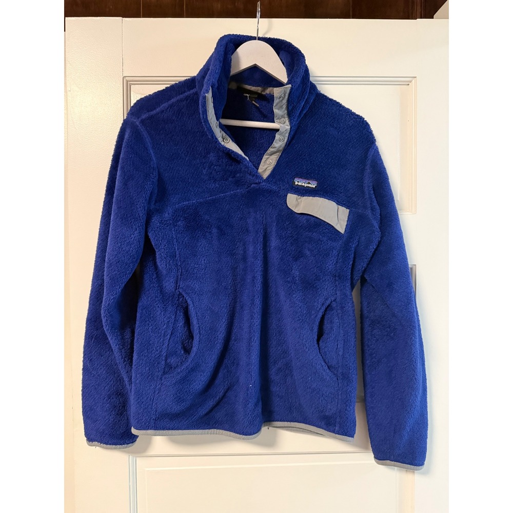 Patagonia Re-Tool Snap-T Fleece Pullover Blue Grey Trim Womens L